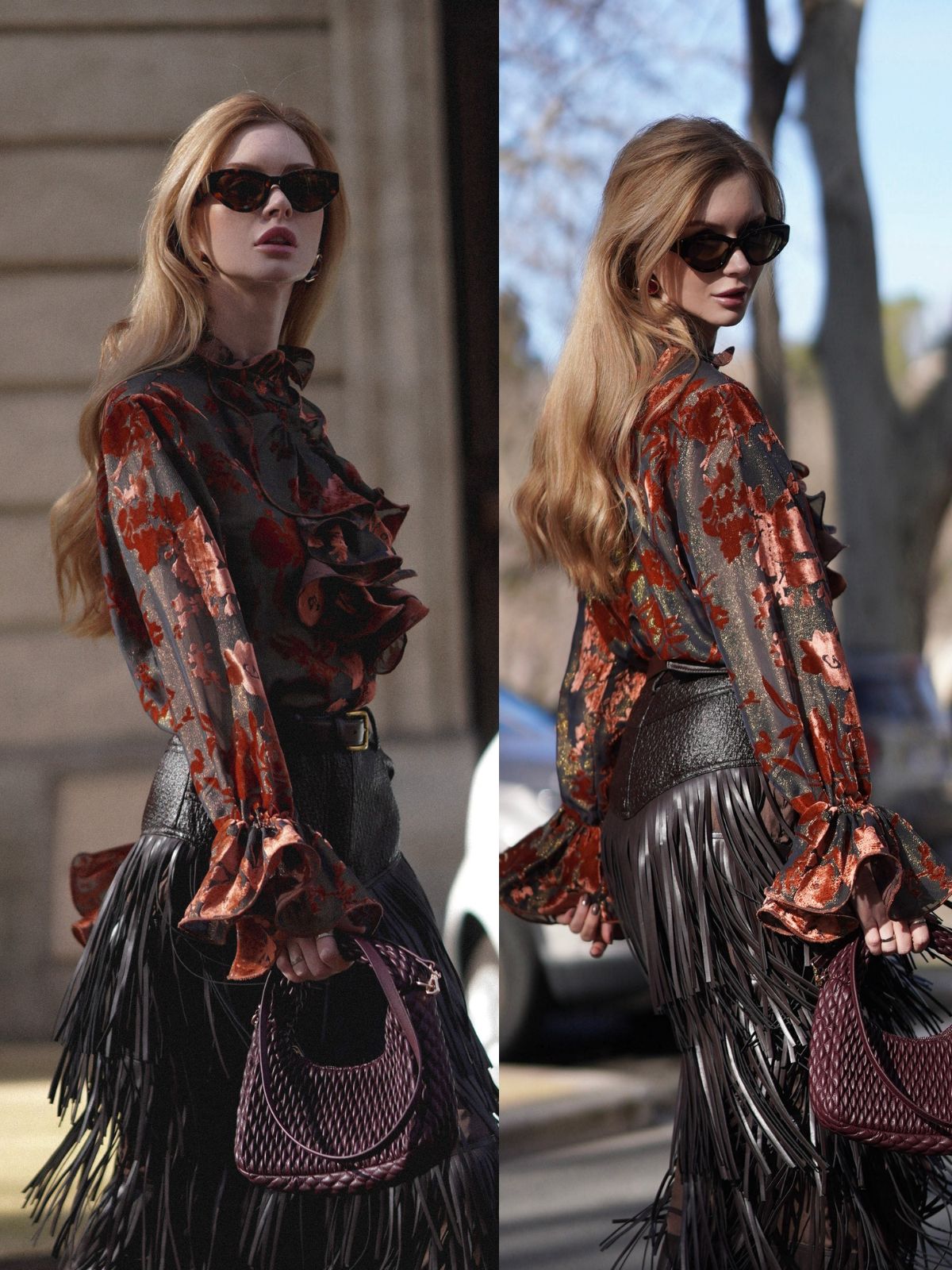 Parlak İpek Yakma Kadife Bluz