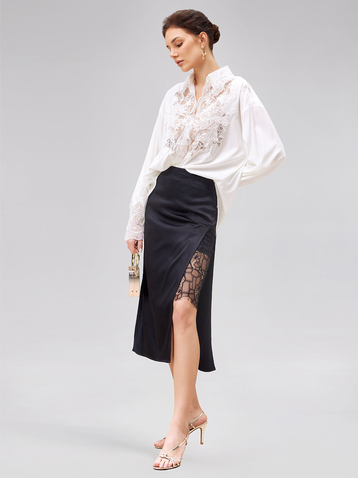 Halat Dantel Nakışlı Lüks İpek Bluz