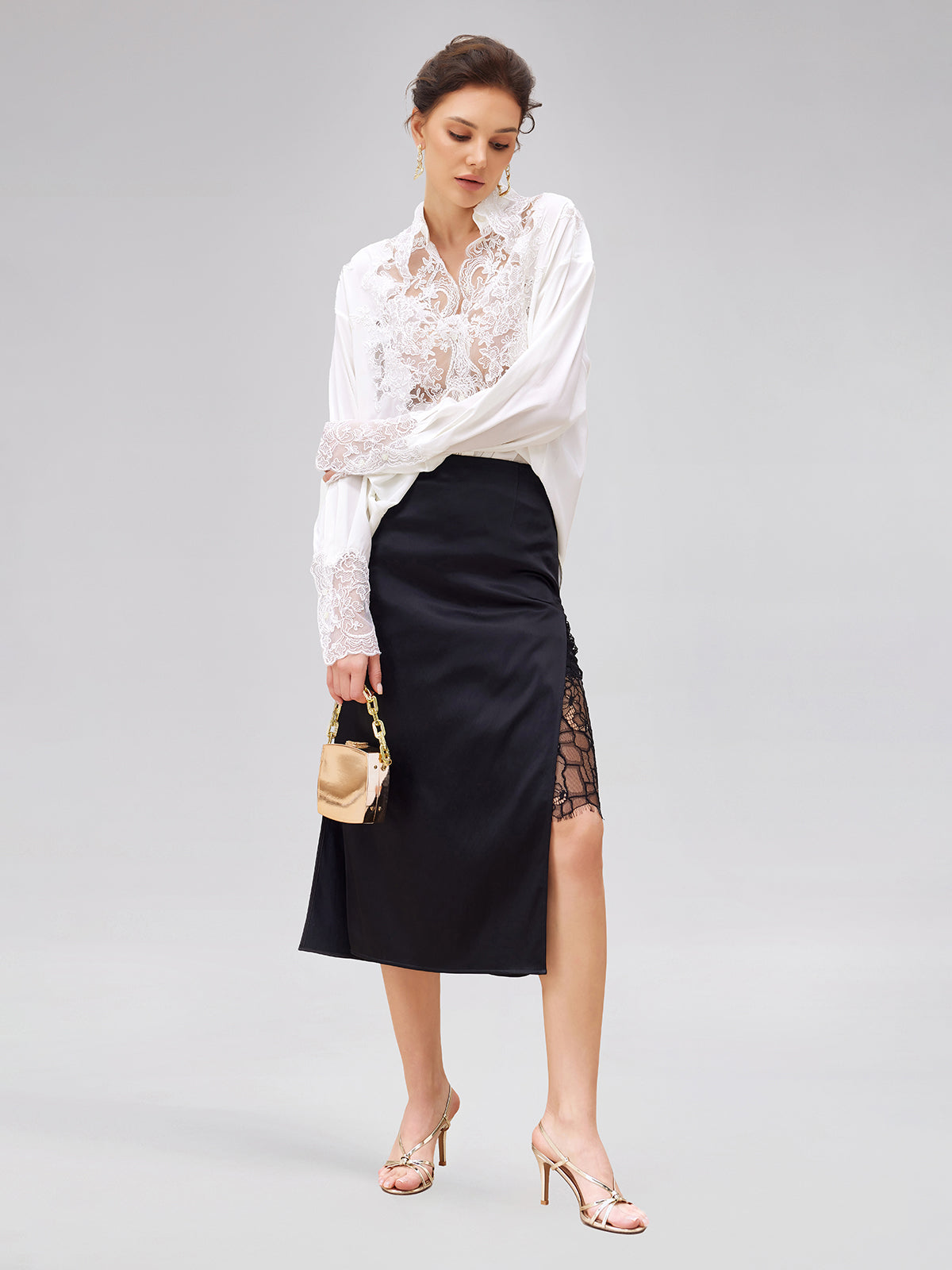 Halat Dantel Nakışlı Lüks İpek Bluz