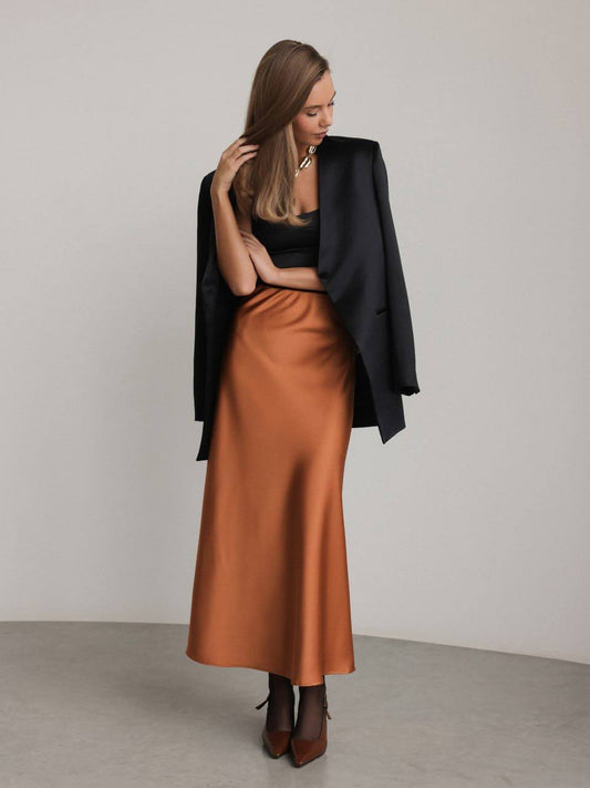 Yanık Amber Saten Etek