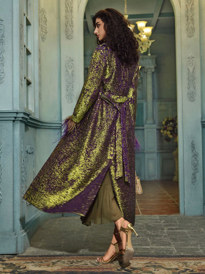 İpek Fırfır Etekli Uzun Elbise ve Dantel Askılısı