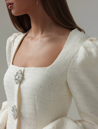 Kristal Düğmeli Tüvit Elbise