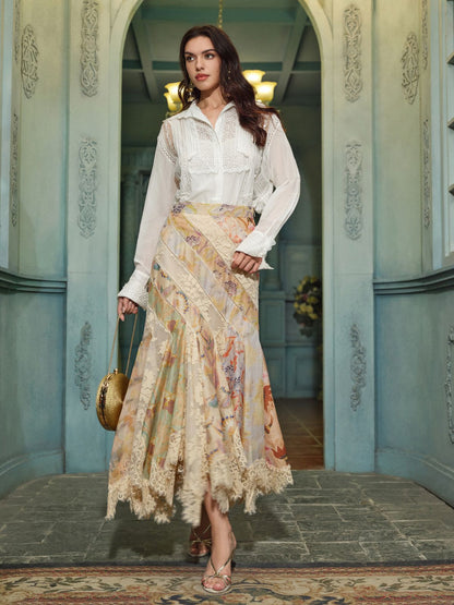 El İşlemesi Dantel Uzun Kollu Bluz