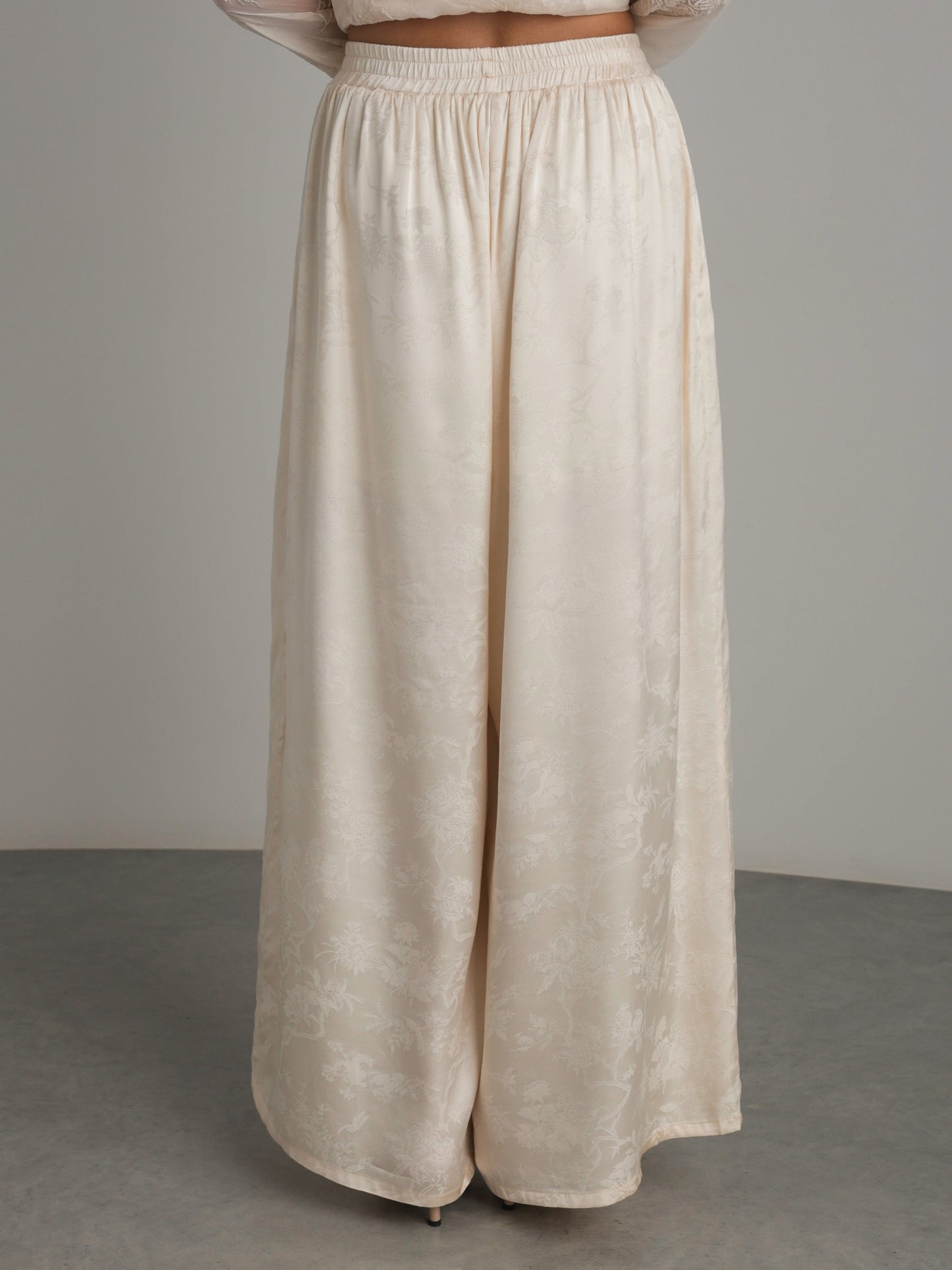 Jakarlı İpek Palazzo Pantolon