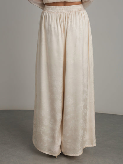 Jakarlı İpek Palazzo Pantolon