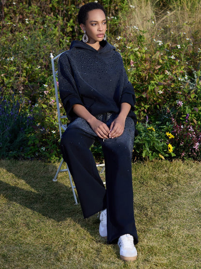 Renk Geçişli Yıldızlı Boncuklu Triko Pantolon