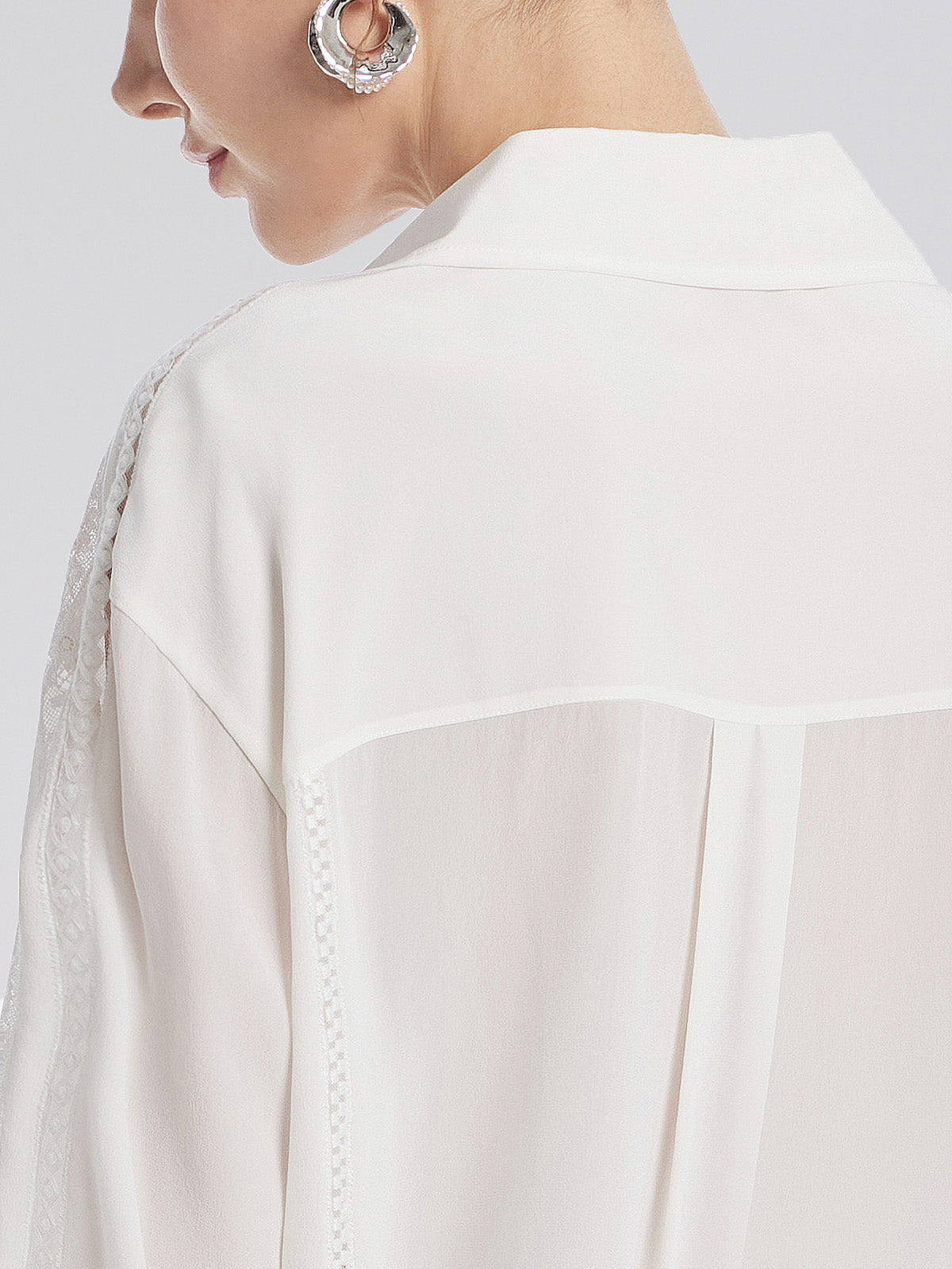 Dantel Tül Parçalı Bluz