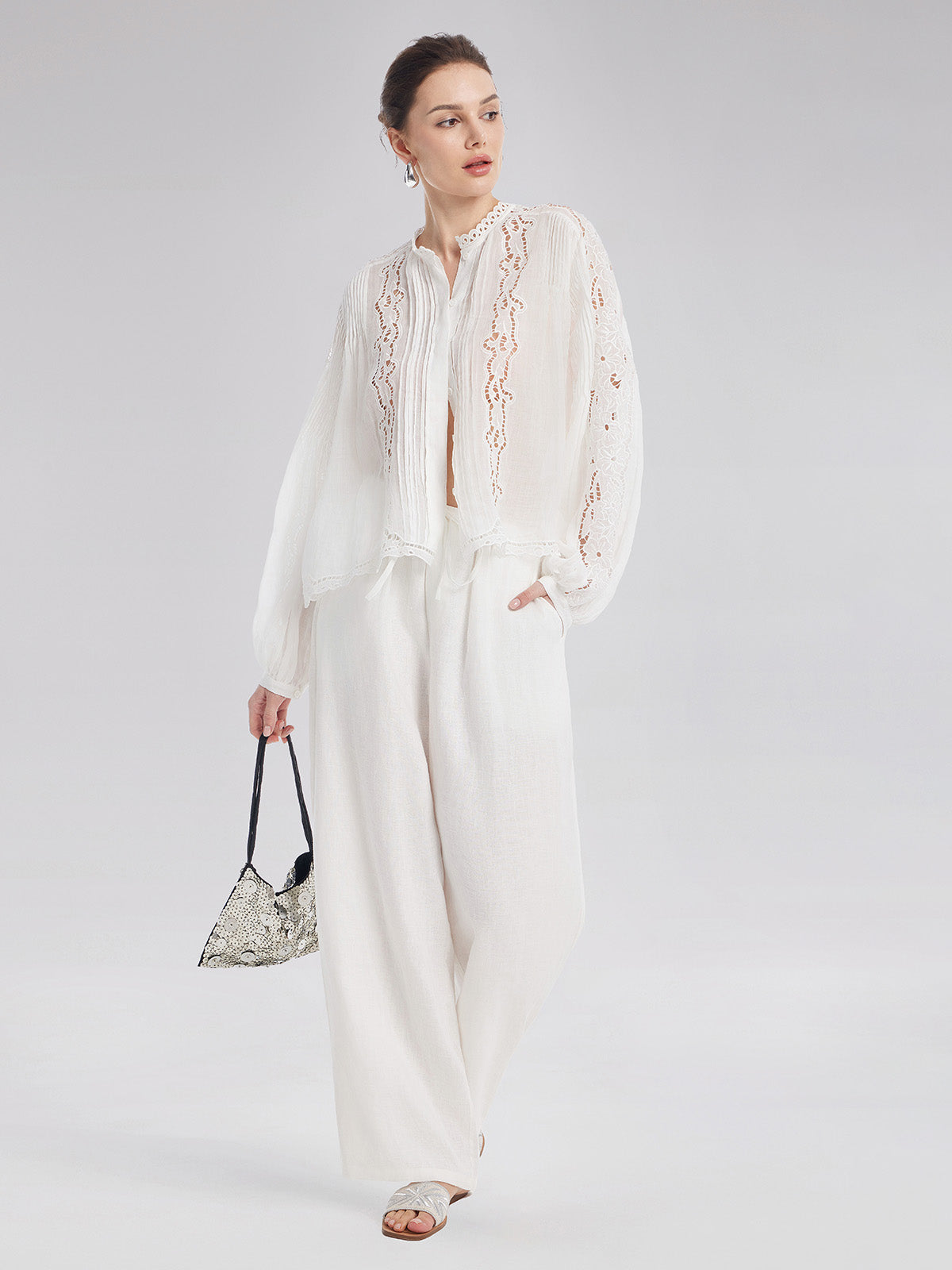 Ayarlanabilir Keten Düz Pantolon