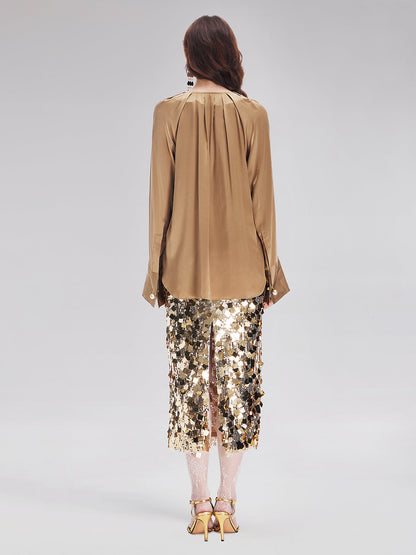 Altın Pullu Rock Etek