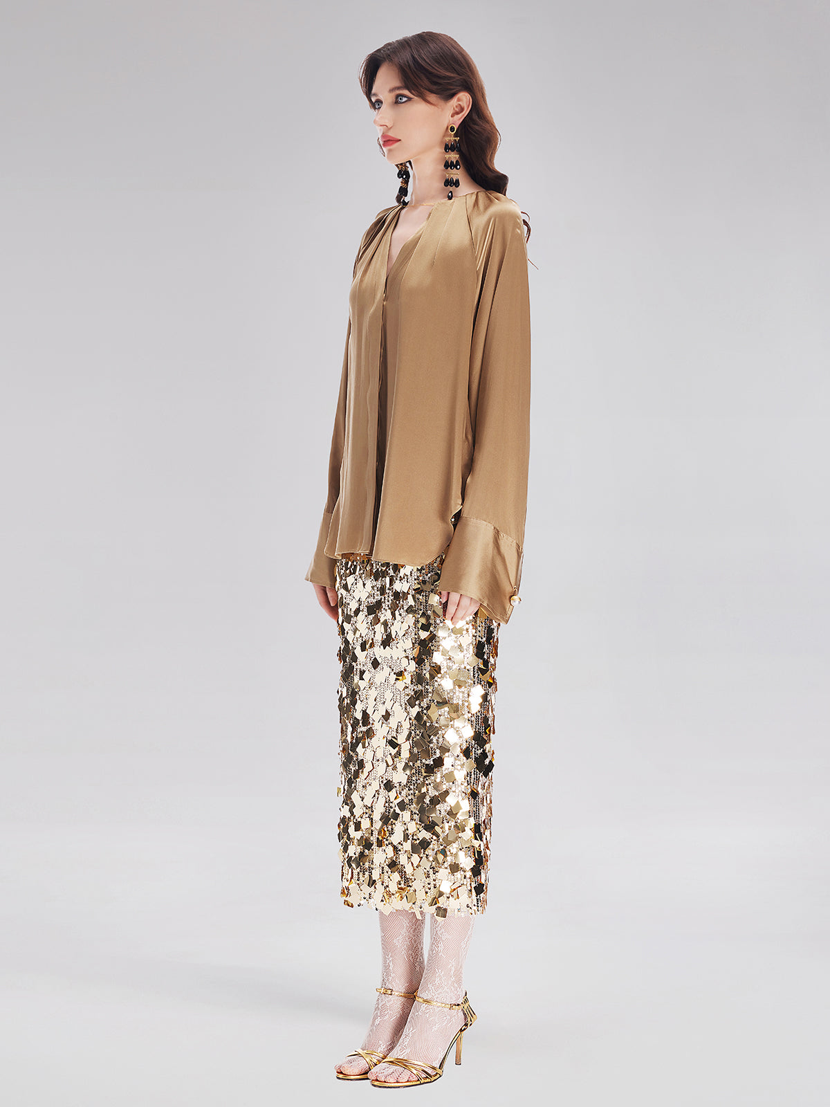 Altın Pullu Rock Etek