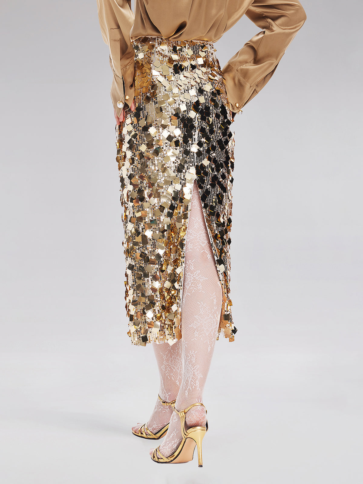 Altın Pullu Rock Etek