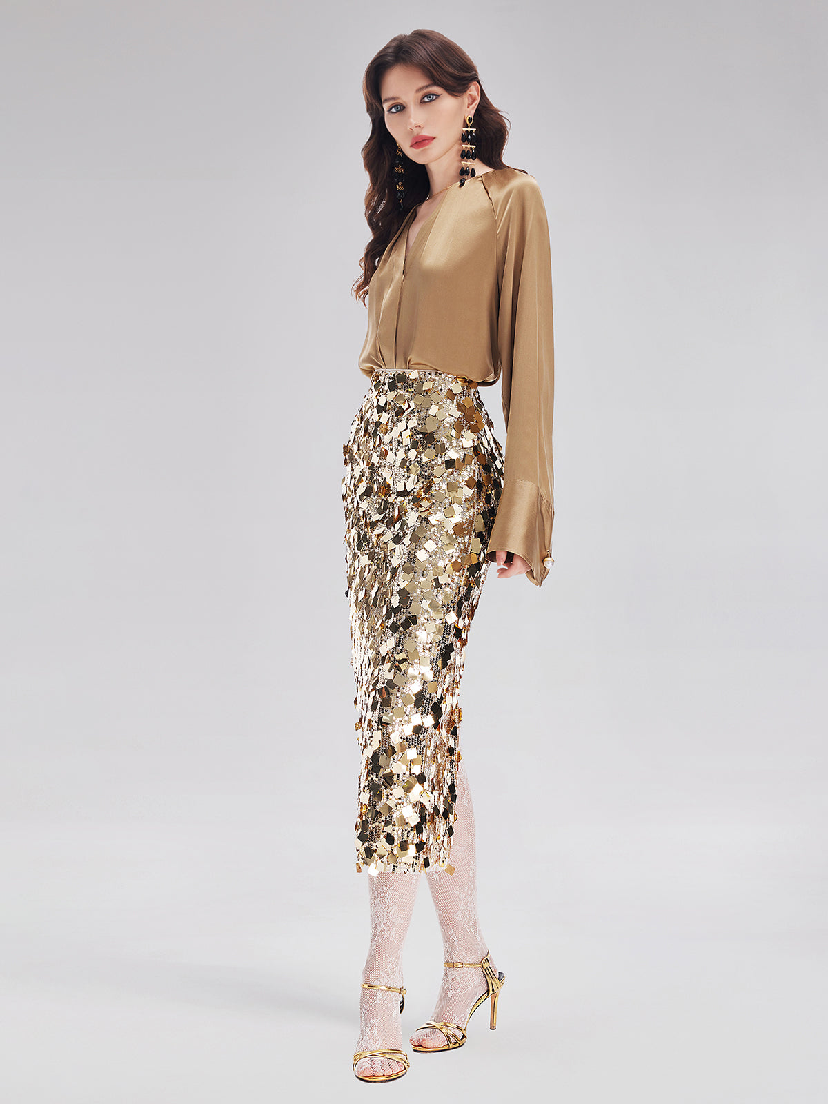 Altın Pullu Rock Etek