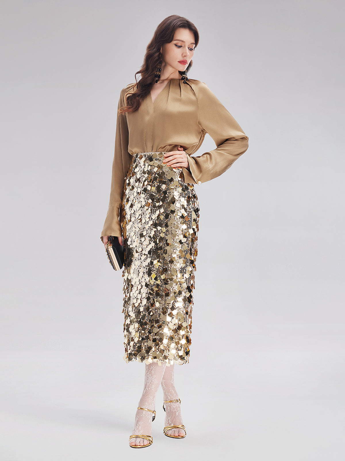 Altın Pullu Rock Etek