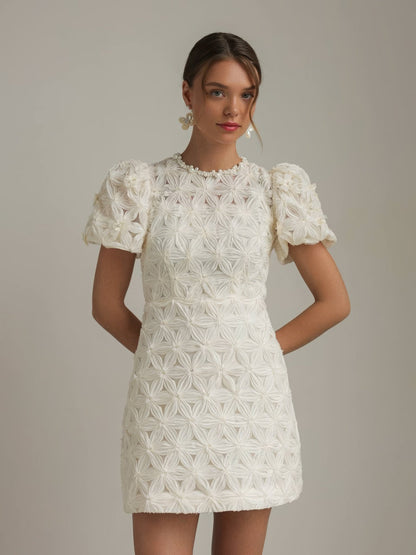 Fleur Dokulu Mini Elbise