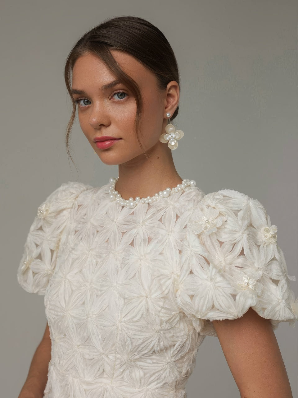 Fleur Dokulu Mini Elbise