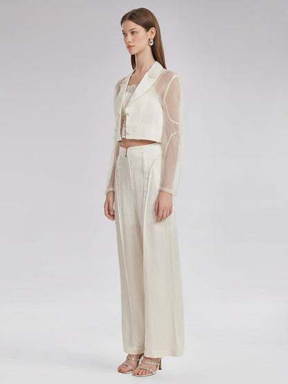 İpek Jakar Saten Kargo Pantolon