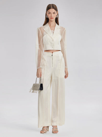 İpek Jakar Saten Kargo Pantolon