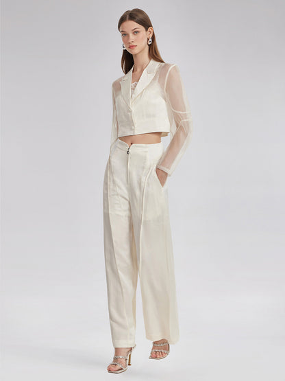 İpek Jakar Saten Kargo Pantolon