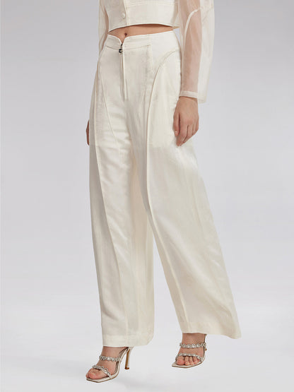 İpek Jakar Saten Kargo Pantolon