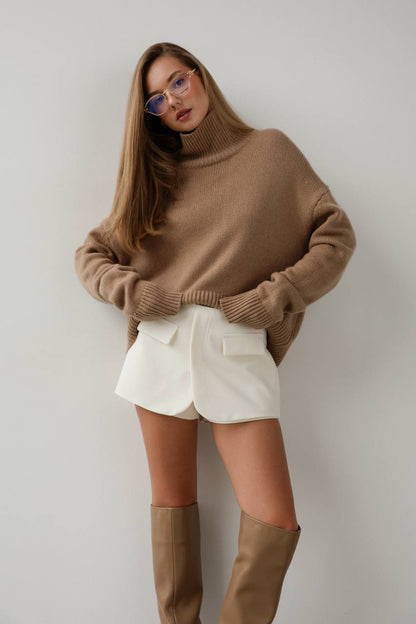 Oversize Yüksek Yaka Kazak