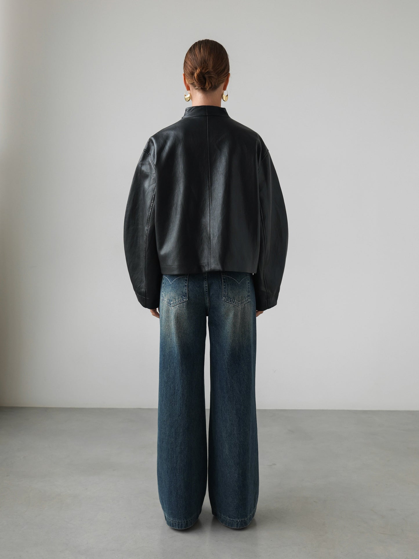 Gece Yarısı Kat Detaylı Deri Ceket