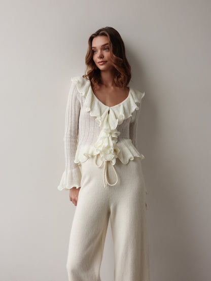 Soft Ruffle Triko Pantolon