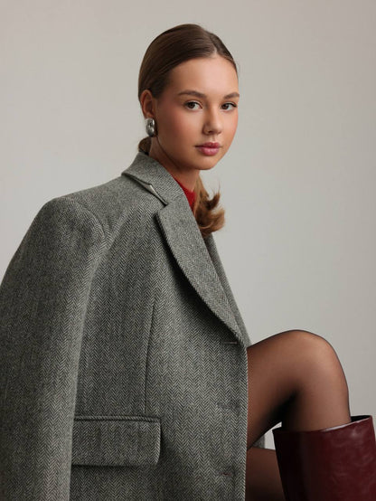 İngiliz Stil Oversize Ceket