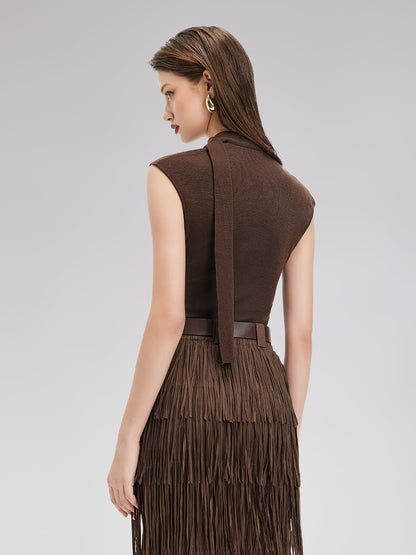 Sanatsal Kurdeleli Triko Bluz