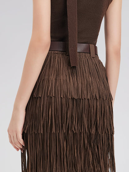 Kovboy Tarzı Püsküllü Etek