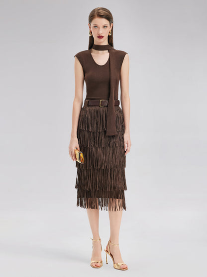 Sanatsal Kurdeleli Triko Bluz