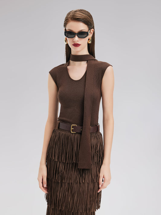 Sanatsal Kurdeleli Triko Bluz