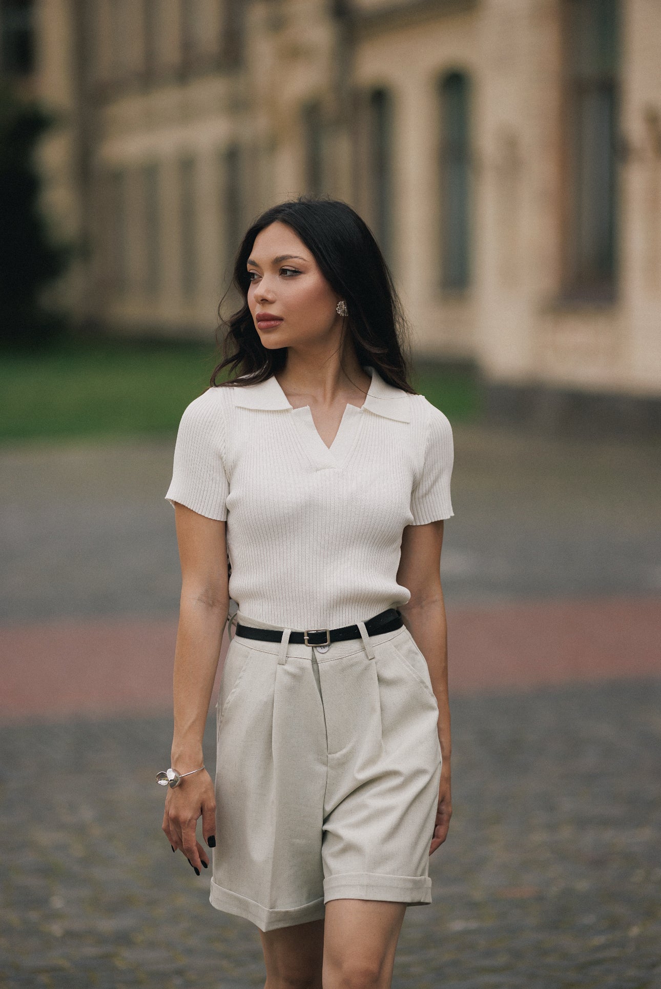 Krem Still Triko Polo Üst