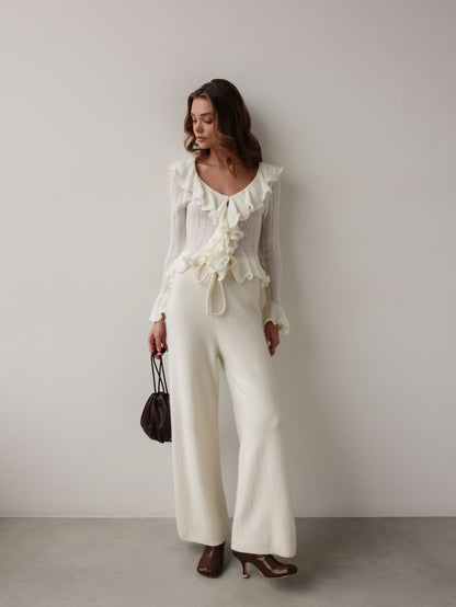 Soft Ruffle Triko Pantolon