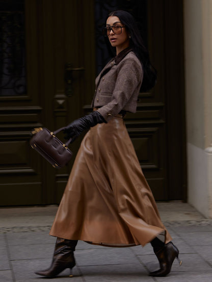 Avustralya Yünü Karışımlı Blok Renkli Kısa Ceket