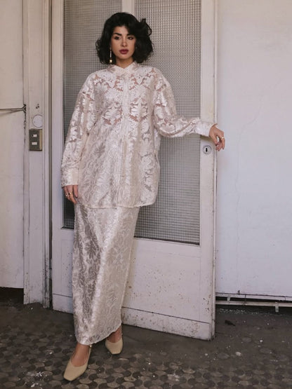 Modern Etnik Yakma Midi Etek