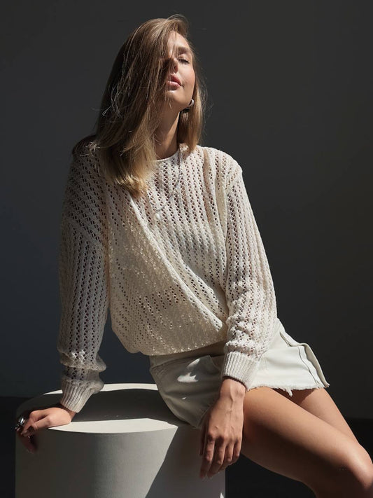 Fildişi Dantel Triko Üst