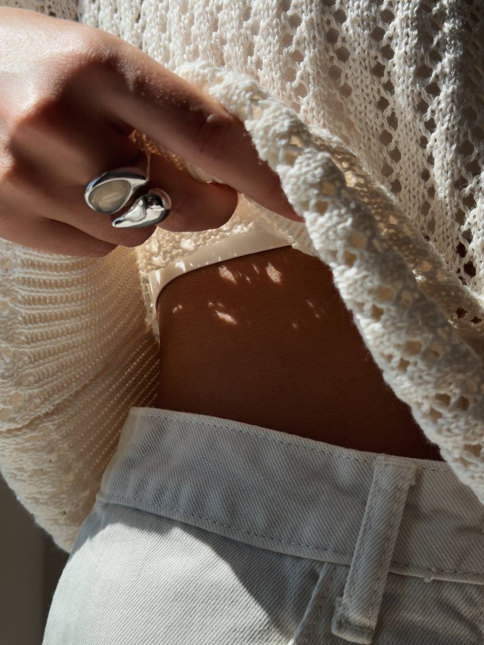 Fildişi Dantel Triko Üst