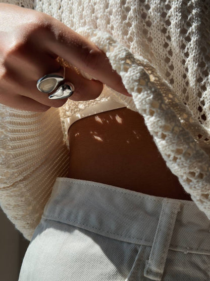 Fildişi Dantel Triko Üst