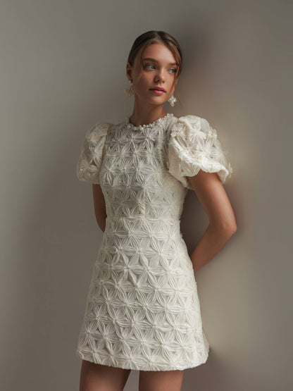 Fleur Dokulu Mini Elbise