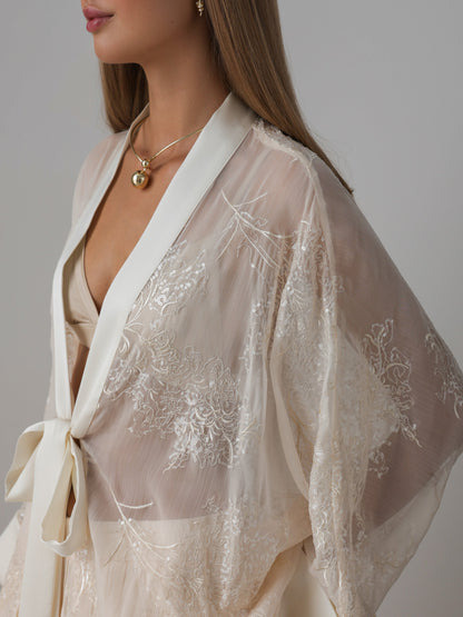 Payetli Saten Kimono