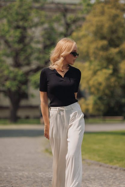 Siyah Sabah Triko Polo Üst