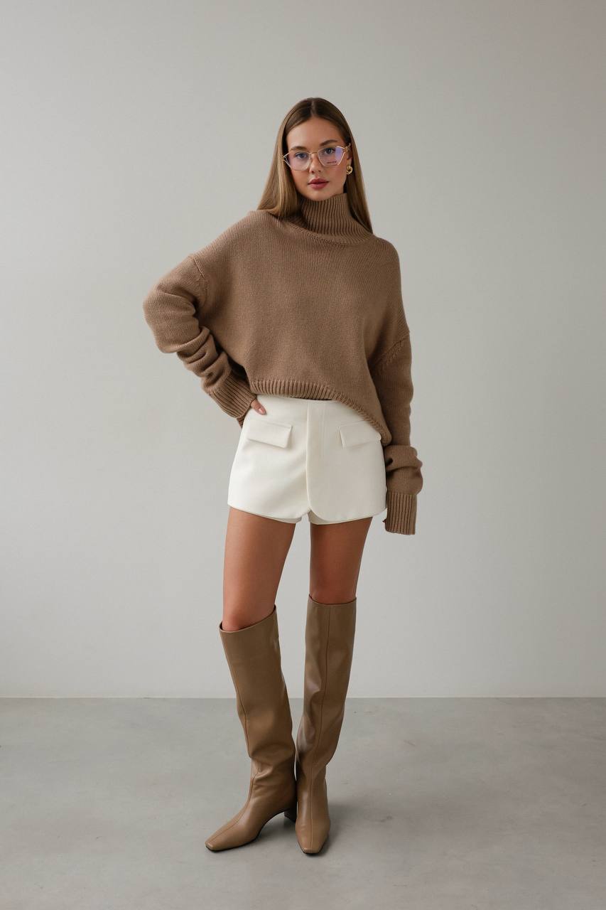 Oversize Yüksek Yaka Kazak