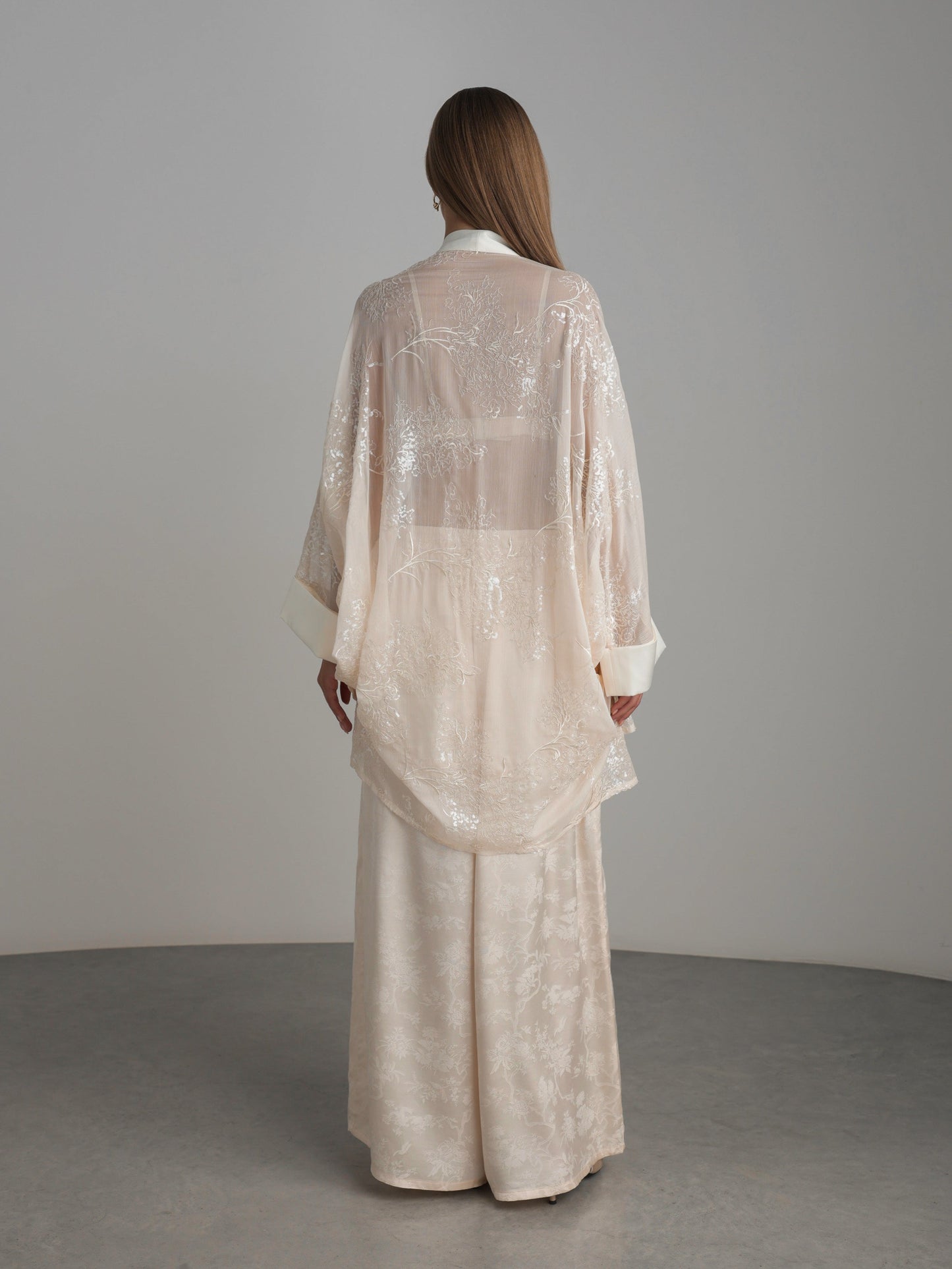 Jakarlı İpek Palazzo Pantolon