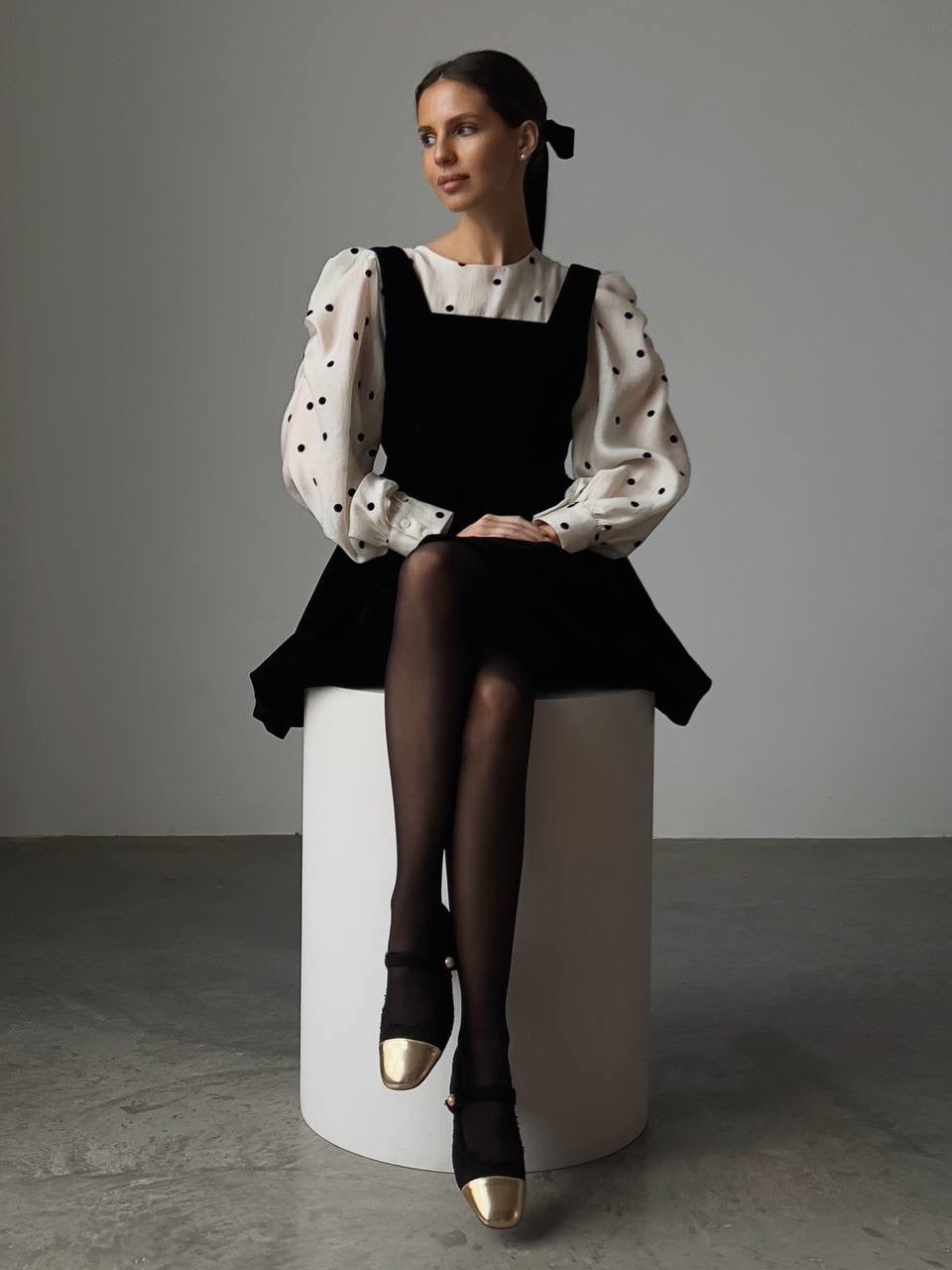 Balon Kol Puantiyeli Bluz