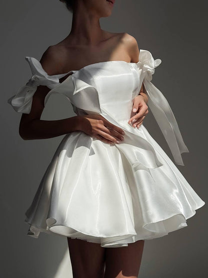 Zarif Saten Mini Elbise