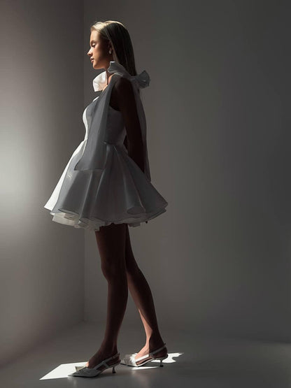 Zarif Saten Mini Elbise