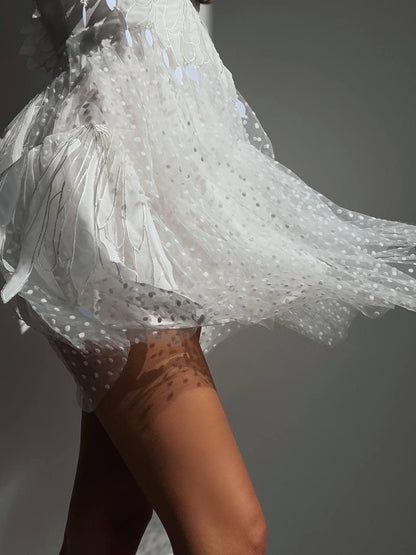 Tüylü Zarif Mini Elbise