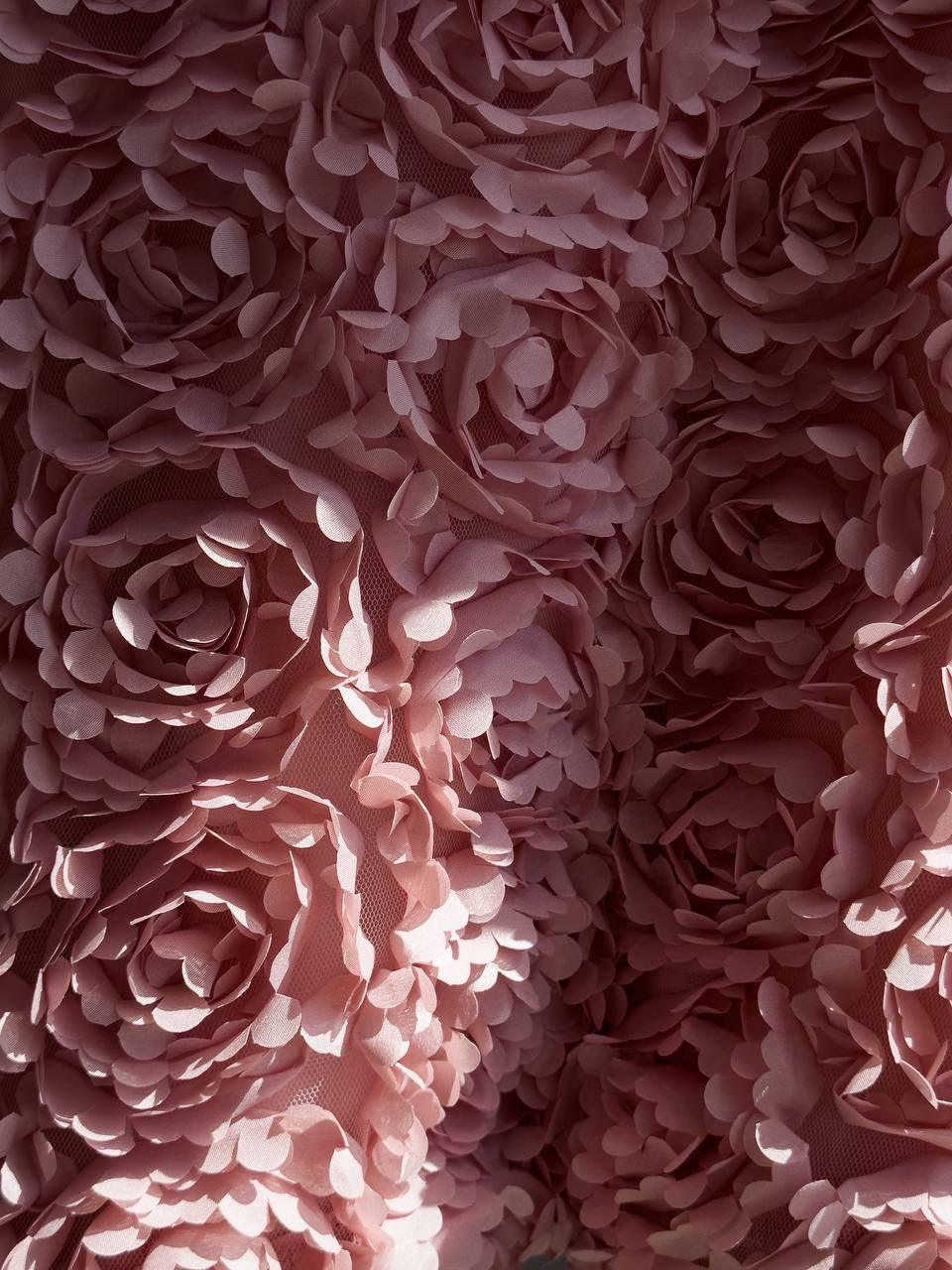 Pembe Gül Çiçekli Mini Elbise