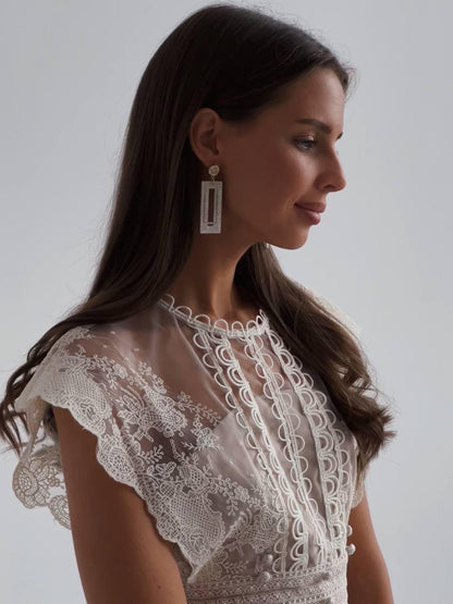 Zarif Dantel Midi Elbise