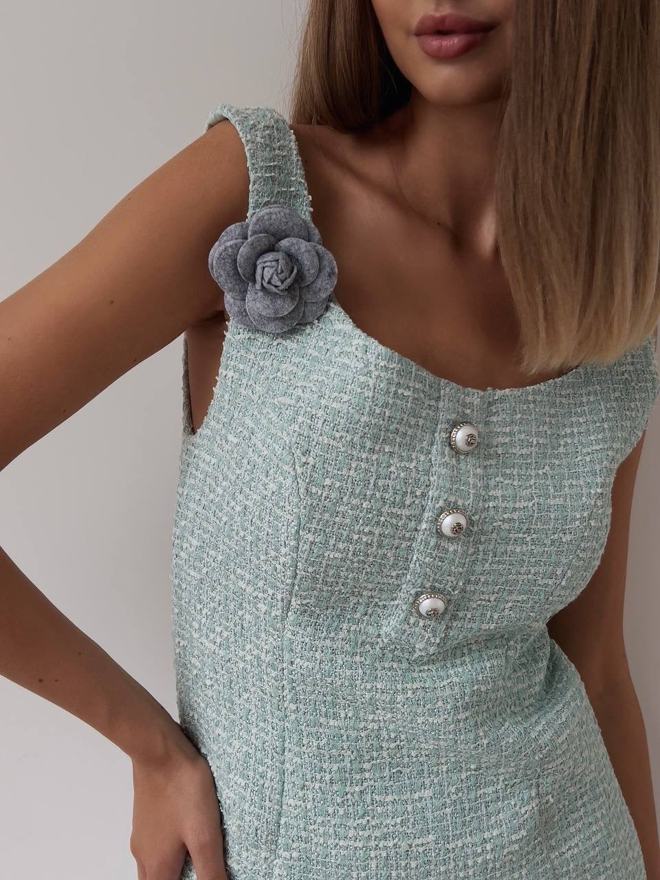 Zarif Mint Mini Elbise